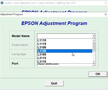 爱普生清零软件Epson L1118 L1119 L3106 L3108 L3109 L3115